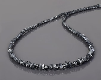 Raw Diamond Necklace Black Diamond Necklace Uncut Diamond Nuggets Beads Necklace Raw Rough Diamond Jewelry Unisex Diamond Necklace Gift