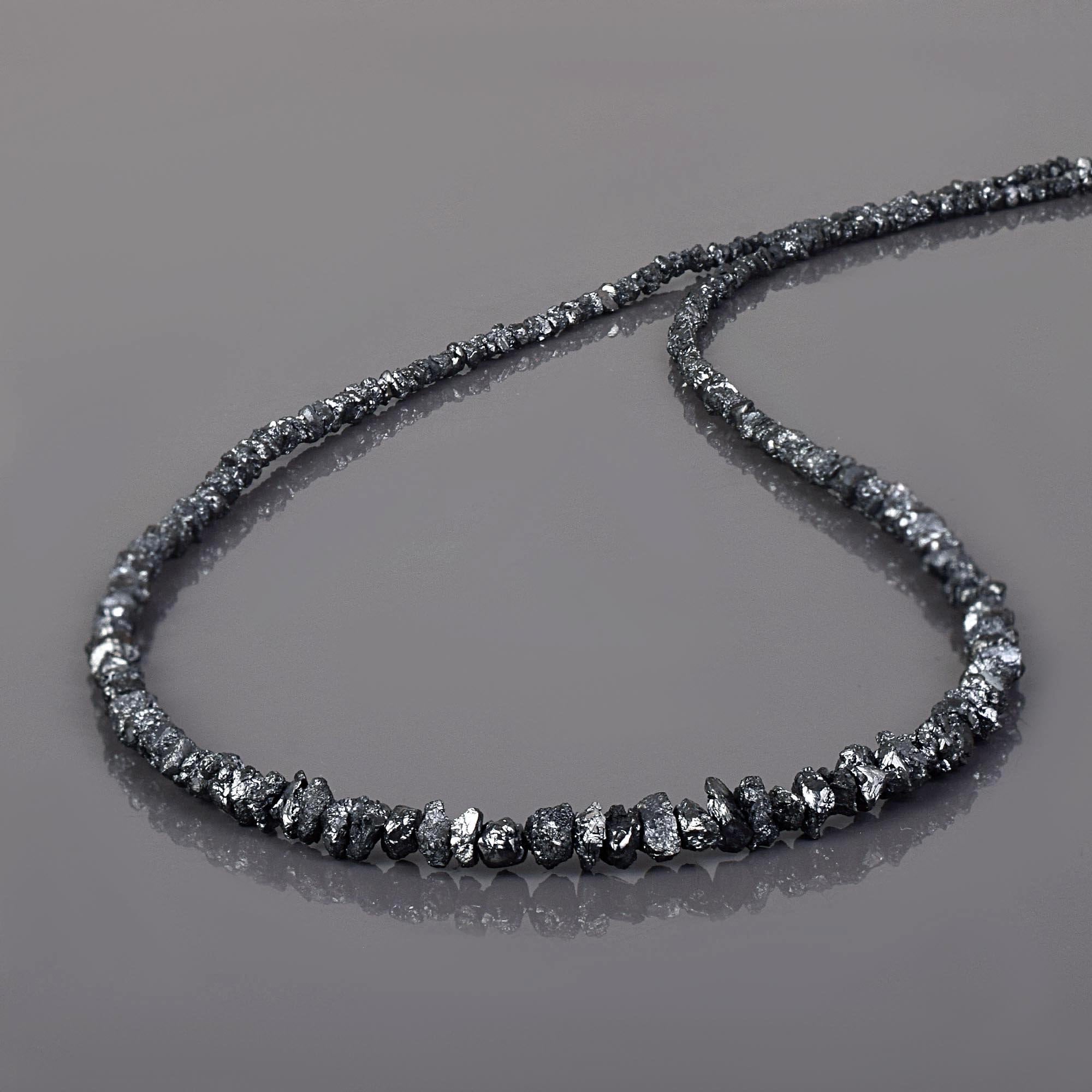 Raw Diamond Necklace Black Diamond Necklace Uncut Diamond Nuggets Beads Necklace Raw Rough Diamond Jewelry Unisex Diamond Necklace Gift