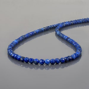 AAA Quality Lapis Beaded Necklace ,Natural Lapis Necklace,Lapis Gemstone Necklace,Blue Gemstone Necklace,Round Faceted Lapis jewelry gift