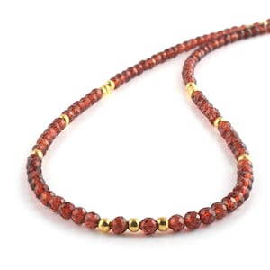 Red Garnet Necklace | Sterling Silver Chain | Natural Faceted Gemstone Beads | January Birthstone Jewelry | Healing Crystal Gift for her