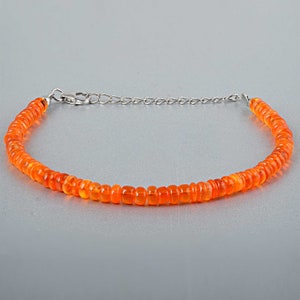 Ethiopian Opal Bracelet,Fire Opal Beads Jewelry,October Birthstone Gift,Natural Gemstone Bracelet,Orange Opal, Sterling Silver Lobster Clasp