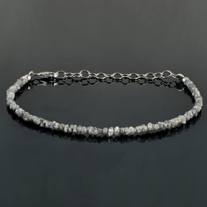 Grey Diamond Bracelet,Raw Diamond Bracelet,raw Rough Diamond Jewelry for Unisex,uncut diamond nuggets crystal beads stone april birthstone