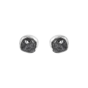 Natural Black Diamond Studs, Raw Diamond Stud earrings, Studs Pair for Women, rough diamond earrings, diamond jewelry gift, April birthstone