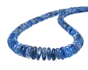 Natural Kyanite Stone Necklace 925 Sterling Silver Beaded Rondelle Blue Kyanite Gemstone Gift
