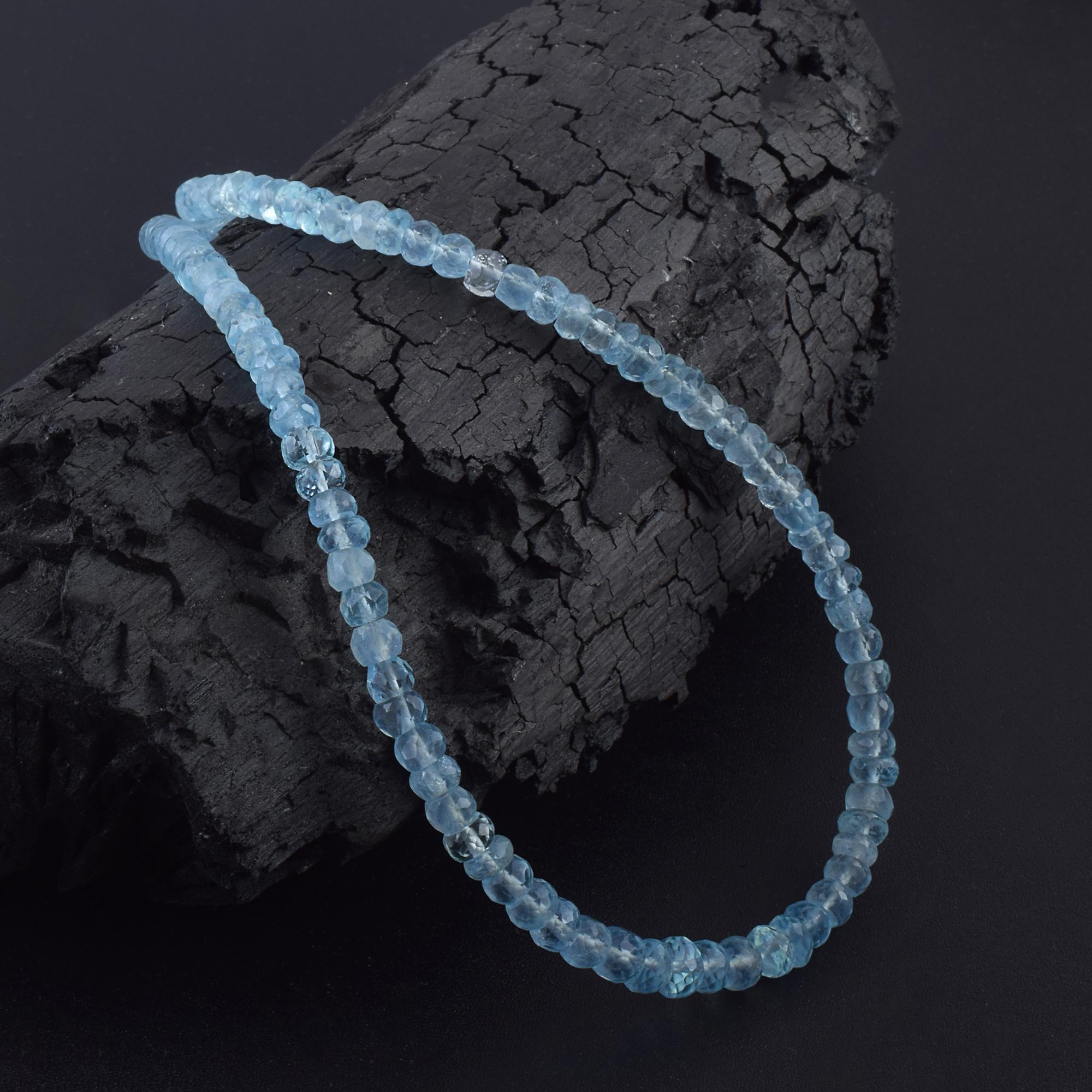 Perla Rondella Sfaccettata Acquamarina 2.5x4mm | Qualità A Perla Rondella Sfaccettata Acquamarina 2.5x4mm | Qualità A