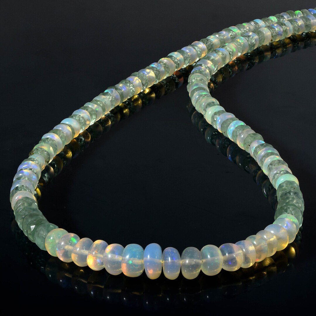 Äthiopische Opal Perlen 3mm - Welo Opal Rondelle 40,6cm Strang