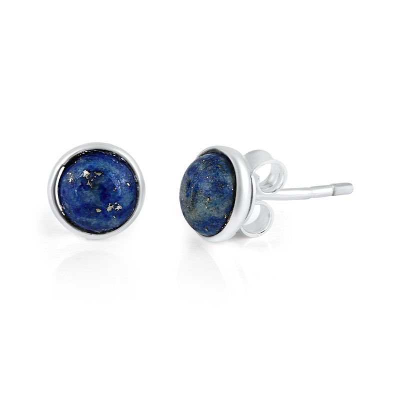 Lapis lazuli-Earrings Lapis lazuli-gemstone Blue Silver Plug-Earrings 925 Sterling Silver-Lapis studs-Gold studs-Women\u2019s earrings lapis