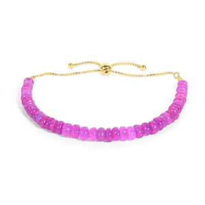 Ethiopian Opal Bracelet -October Birthstone Jewelry -Pink Gemstone Beads -Adjustable Silver Box Chain -Gift for her