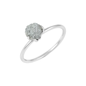 Raw Diamond Ring Sterling Silver April Birthstone Prong Set Jewelry
