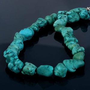 Natural Turquoise Necklace,Semi-Precious Necklace Gift for Wedding Christmas Gift For Her Birthday Gift,Raw Turquoise Stone Jewelry
