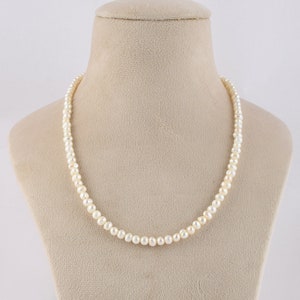 Natural Freshwater Pearl Necklace-June Birthstone Jewelry Gift-Bridesmaid Pearl-Classic Single Strand White Pearl-Round Pearls Silver Claps