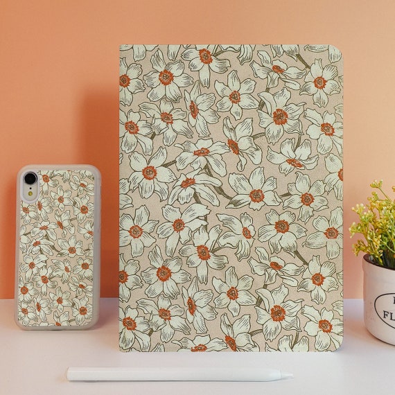 Vintage Floral Ipad Case With Pencil Holder Ipad Case 9th Etsy