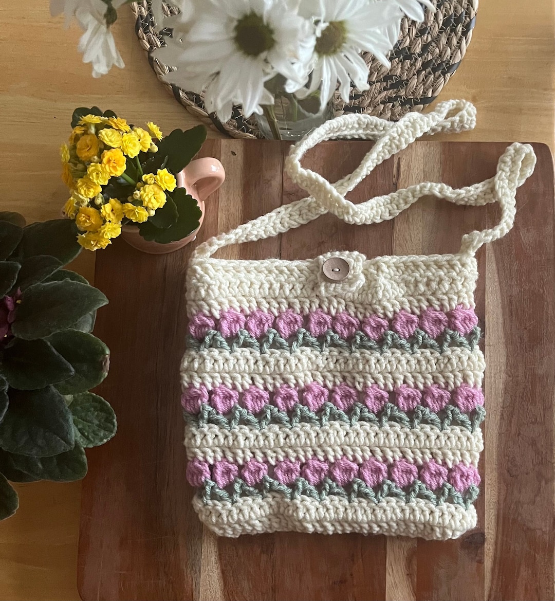 Crochet Small Bag Handmade Crochet Market Bag Cream, Grey 2662