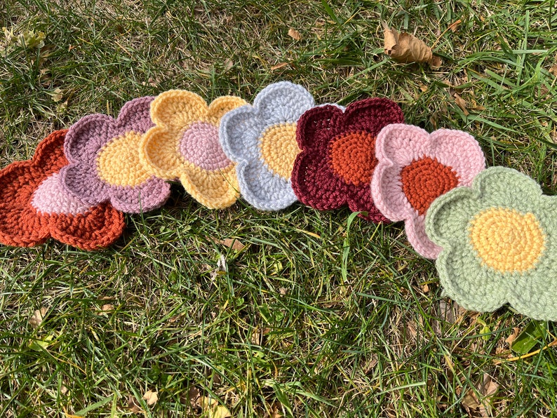Crochet Flower Coasters Coaster Set Handmade Coasters Personalized