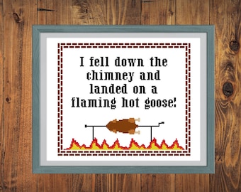 Flaming Hot Goose Muppet Christmas Carol Rizzo Cross Stitch Digital Pattern
