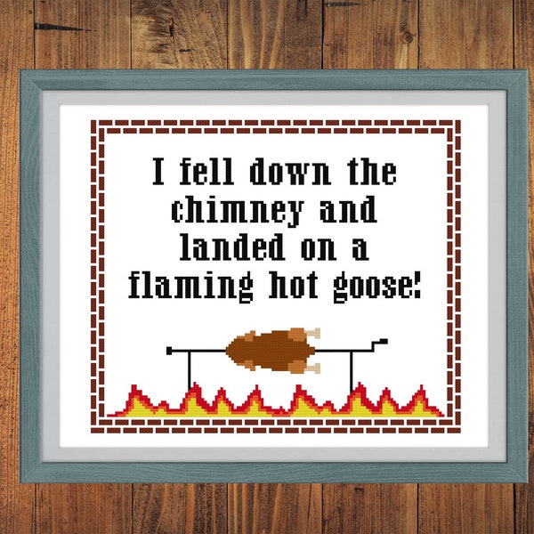 Flaming Hot Goose Muppet Christmas Carol Rizzo Cross Stitch Digital Pattern