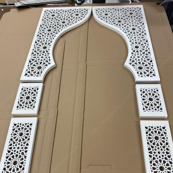 Wooden Mehraab Arch Wall Art, Moroccan Geometric Pattern Arch, Mehraab Wall Art, Prayer Room Decor, Prayer Mosque Room Wall Art, Arabic Art