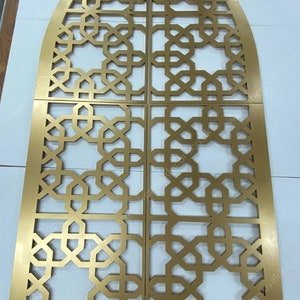 Wooden Geometric Arch Panel, Moroccan Decorative Wood Panel, Mehraab with LED Light for Prayer Room, Moroccan Arabic Arch Frame, Islamic Art