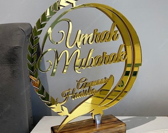 Umrah Gift, Umrah Mubarak Gift, Personalised Umrah Gift with names, Hajj Gift, Handmade Umrah Table Decor, Umrah Mubarak Table Top Art