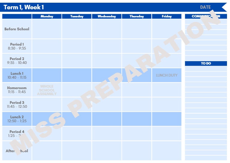 Custom Teacher Term Planner WITH CLASSES Secondary Etsy