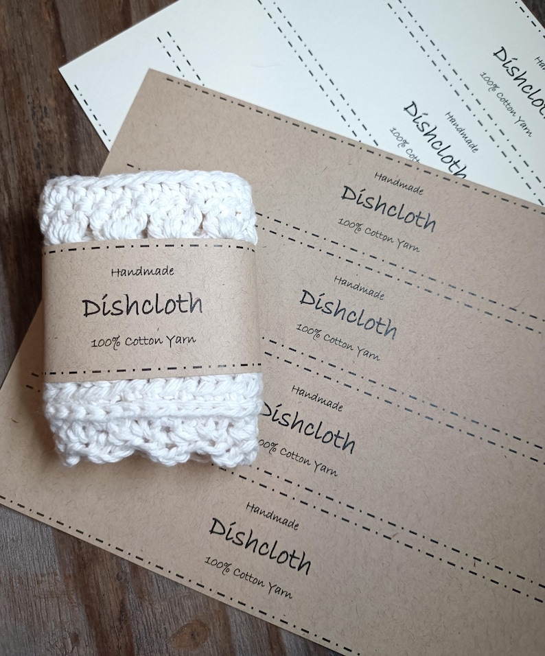 2 PRINTABLE PDF Dishcloths Dishcloth Wrap Label Washcloth DIY Crochet ...