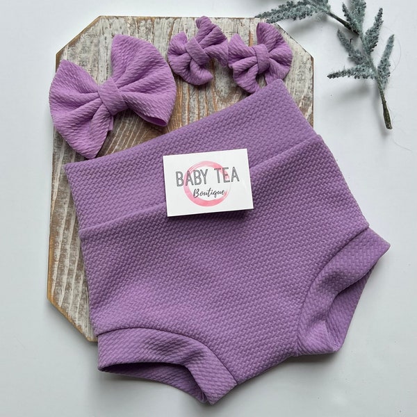 Lilac Lavender Purple Belly Bummies Diaper Cover Bummy Toddler Shorts High Waist Baby Bummie Bloomers Bow Piggies Baby Shower Gift Newborn