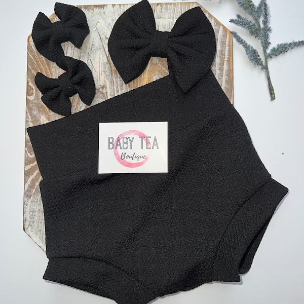 Black Belly Bummies Diaper Cover Bummy Toddler Shorts High Waist Baby Bummie Bloomers Bow Piggies Baby Shower Gift Newborn