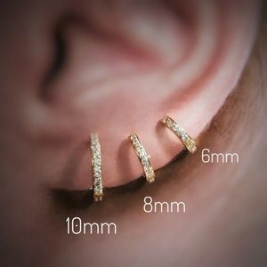 Classic CZ Dainty Huggies Gold Silver Hoop Earrings 6/8/10mm CZ Paved Tiny Hoops Minimalist Everday Design Gift for Her