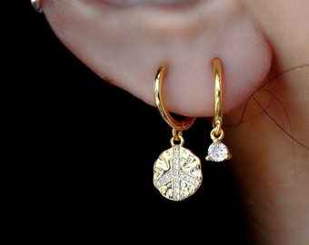 World Peace Out Sign Hippie Symbol Cubic Zirconia White CZ Stud Earrings For Women For Teen Silver Plated Brass