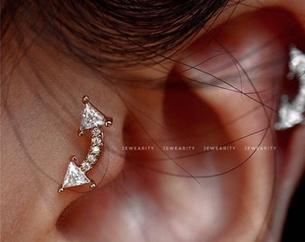 Arrow Cartilage Screw Back Studs Earring Brass Studs Earrings Collection Pierced Gift for Her