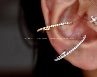 Boucles d’oreilles Faux Hoop Huggie 925 Sterling Silver Tiny Huggies Boucle d’oreille Pierced Gift For Her