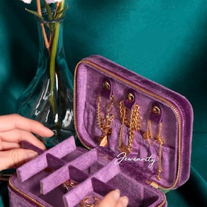 Genuine Italian Velvet Fabric Travel Jewelry Case Box Bag Ring Earrings Necklace Bracelet Storage · Organizer Lining Gift for Her Mom Girl