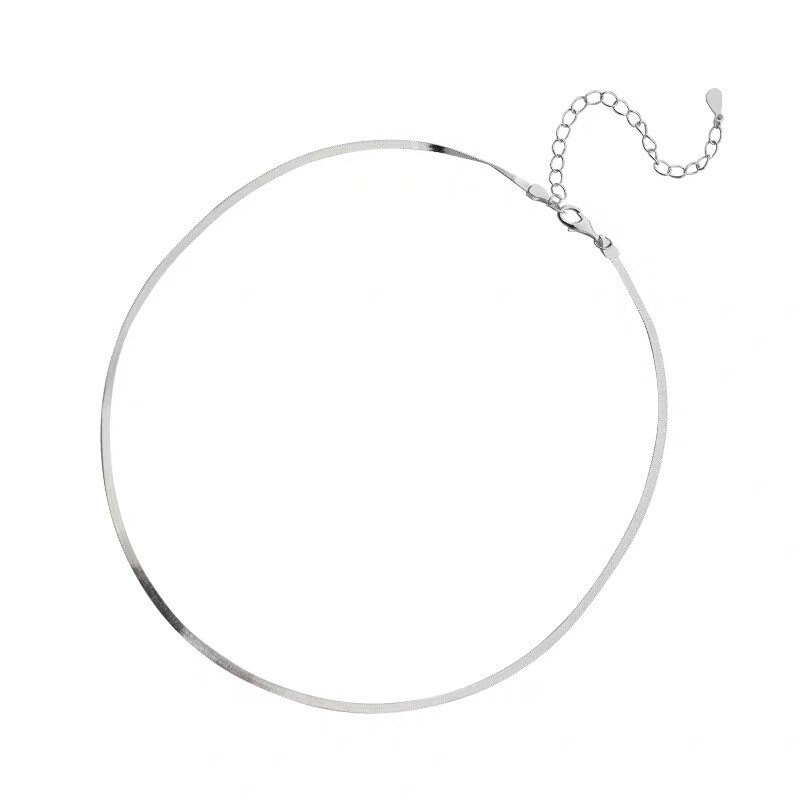 Silver Flat Snake Chain Choker Necklace 925 Sterling Silver Etsy