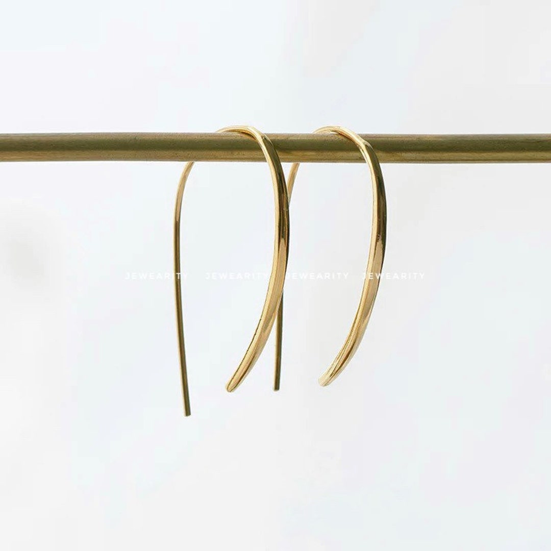 Everday Minimalist Gold Hook Earrings 18k Gold Plated 925 Sterling ...