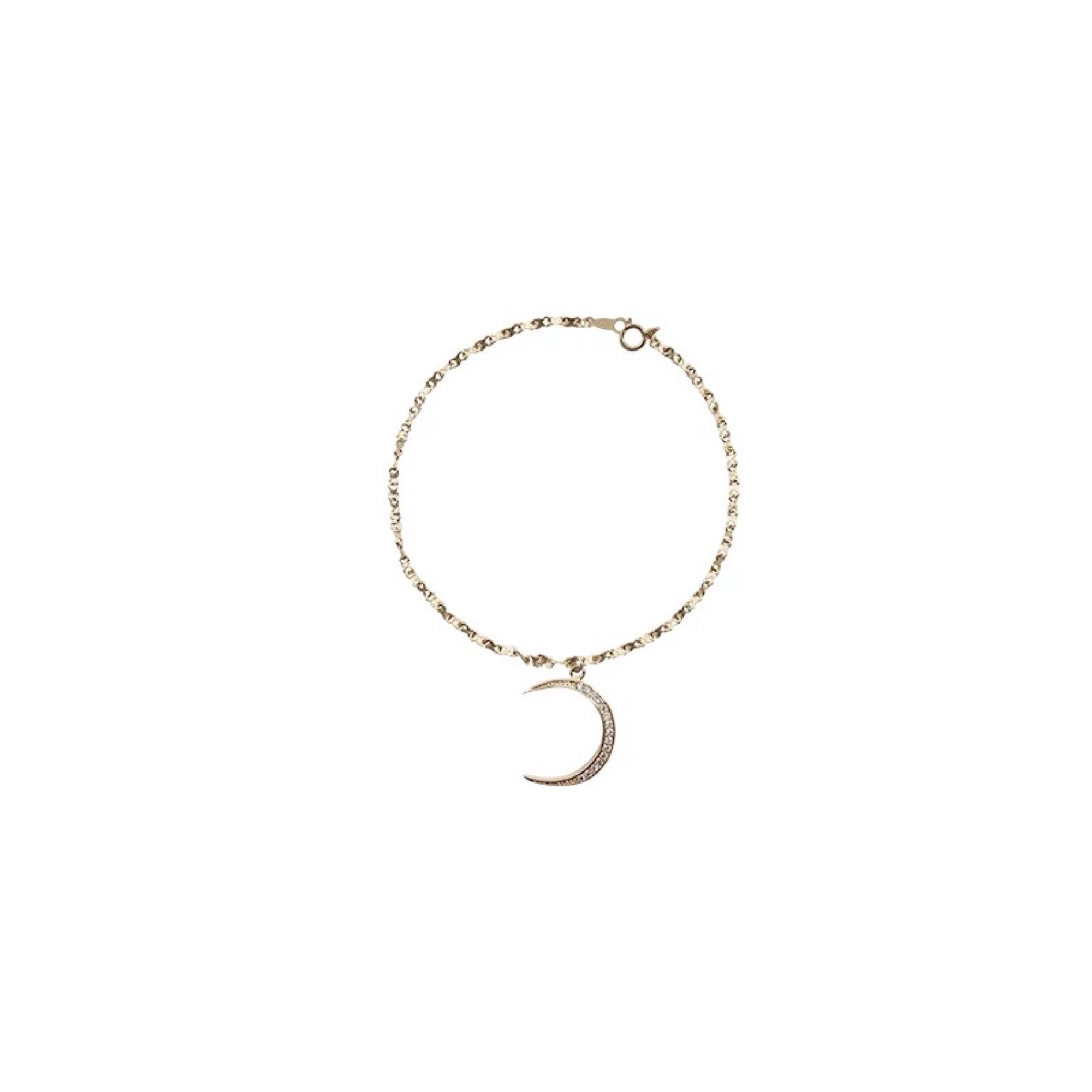 Crescent Moon Anklet Gold Plated Pendant Rhinestone Jewelry Etsy