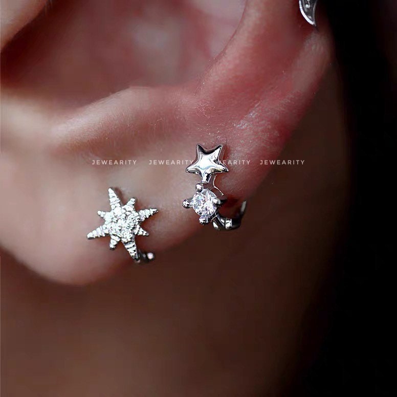 Star Studs Outline Star Stud Earrings Tiny Star Earrings Thin Gold