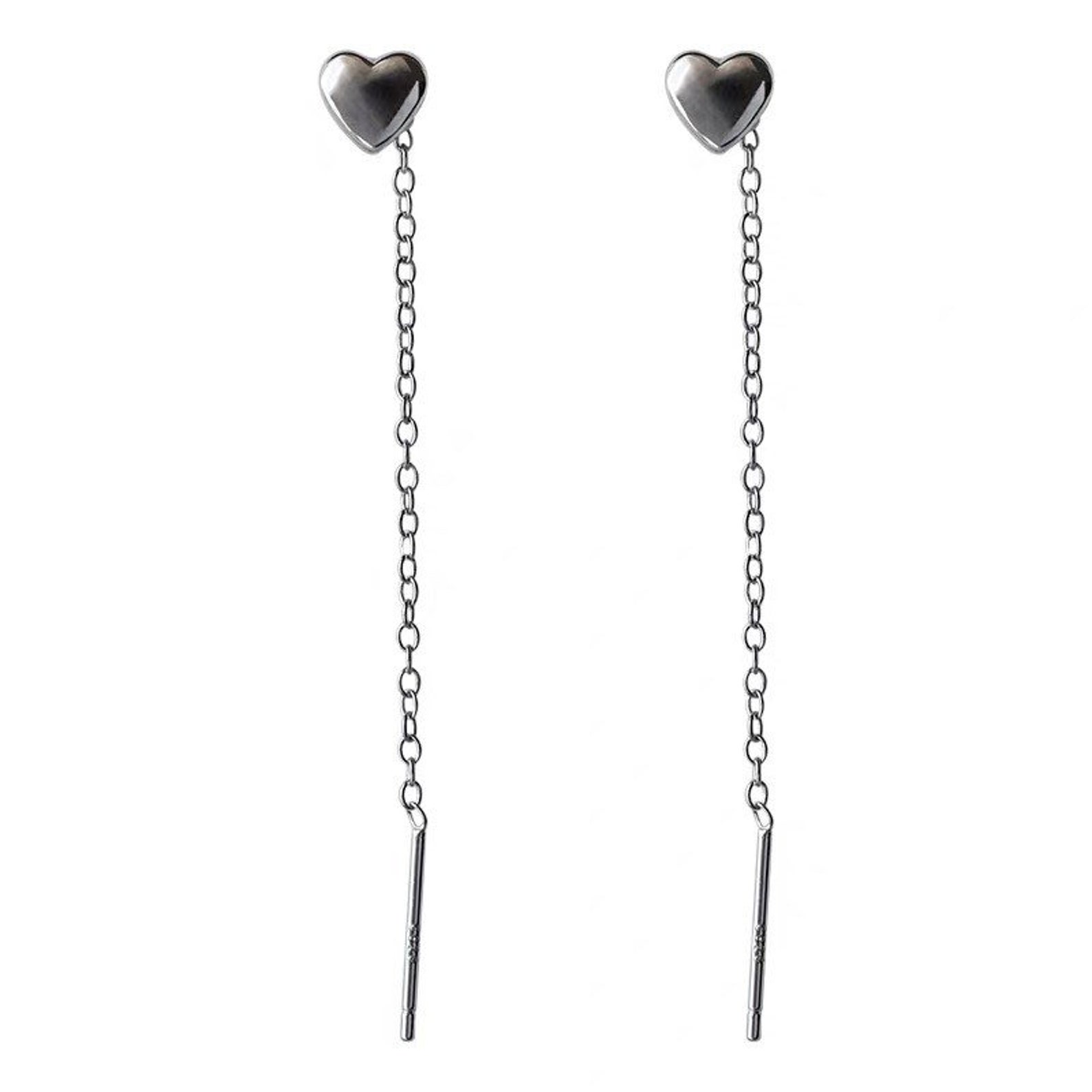 Mini Heart Threader Earrings 925 Sterling Silver Gold/silver Etsy