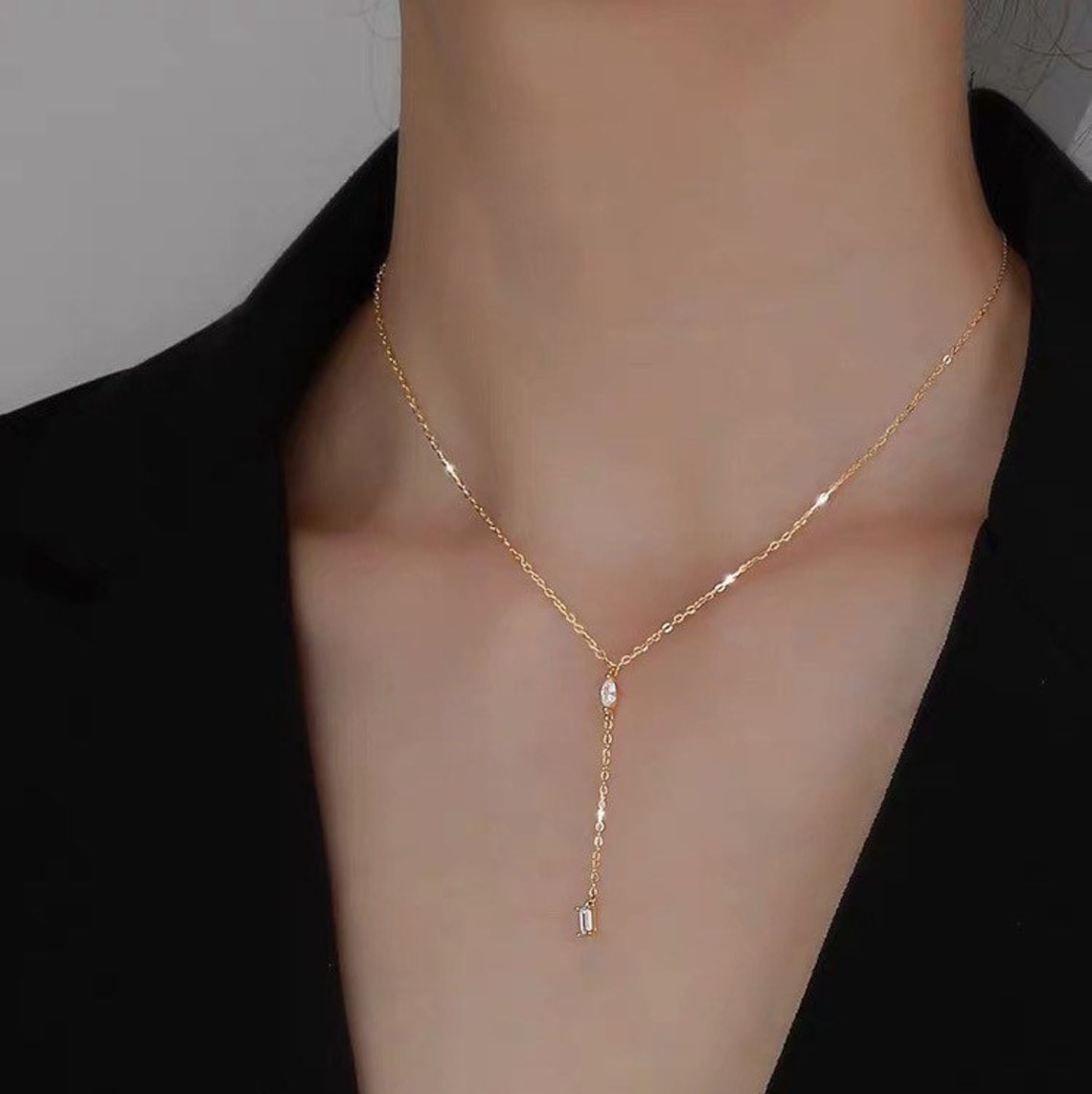 CZ Charm Choker Necklace 925 Sterling Silver Silver or Etsy