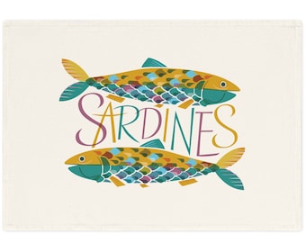 Sardines Organic Cotton Tea Towel