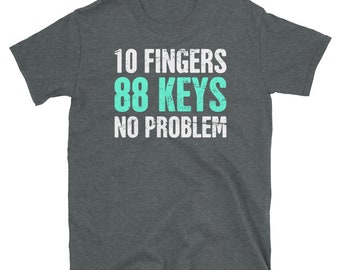 Camiseta de piano (unissex) - Ideia de presente para pianista e pianista / Camisa de professor de piano - "88 teclas"