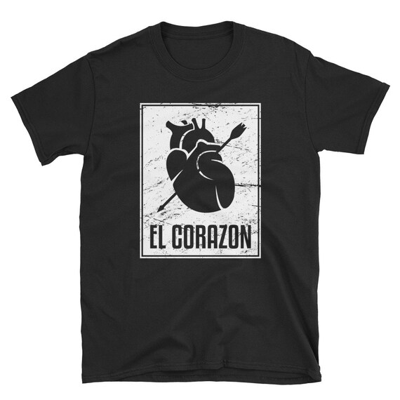 Mexican Loteria Tshirts - El Corazon T Shirt Grunge Version Mexican Loteria Tshirts - El Corazon T Shirt Grunge Version