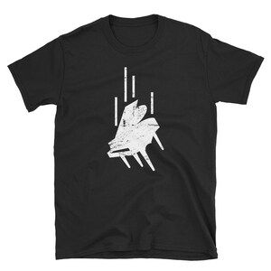 Piano T-Shirt (Unisex) - Piano Player & Pianist Gift Idea / Piano Teacher Shirt - &quot;Falling Piano&quot;
