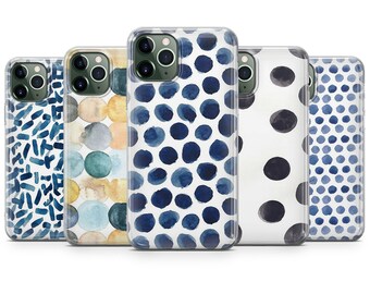 Funda para teléfono con lunares de acuarela: gel de TPU suave, para iPhone, Samsung y Pixel