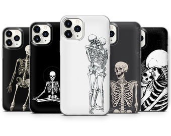 Skeleton Love Phone Case: Skull Art, Protective TPU Gel