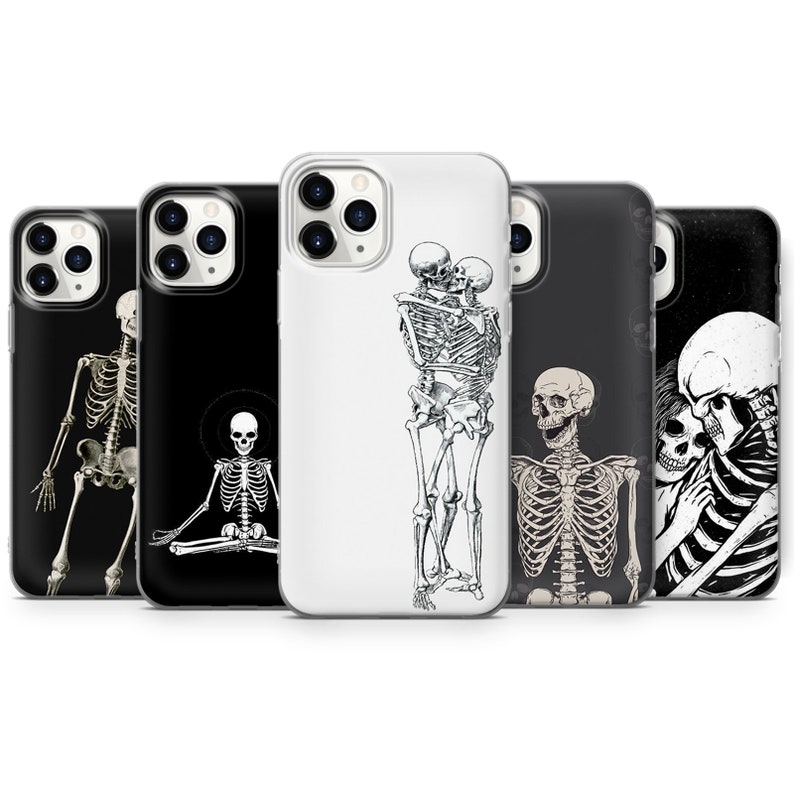 Skull Skeleton phone case Love fit for iPhone 13 Pro, 12, 11, XR, XS, 8+, 7 & Samsung S10, S21, A50, A51, Huawei P20, P30 Lite 