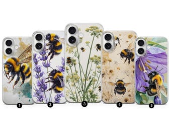 Honey Bee Phone Case: Honeycomb Beehive Cover, Soft TPU Gel
