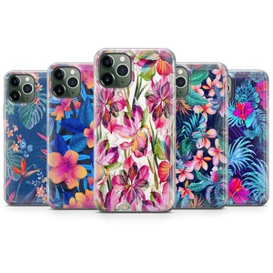 Tropical Flower leaf Phone Case fit for iPhone 15 Pro Max, 14 Plus, 13, 12, 11, XR & Samsung S23, S22, A54, A53, Pixel 7, 8