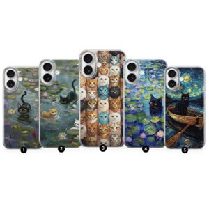 Black Cat in Modern Art Parody Phone Case for iPhone 16, 15, 14, 13, 12, 11, SE, X, Pixel 9, 8, 8A, 7, 6, Samsung S25, 24, S23, S22, S21