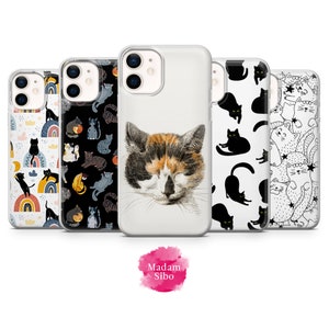 Cute Pet Cat Phone Case Kitten Black Cover fit for iPhone 15 Pro Max, 14 Plus, 13, 12, 11, XR & Samsung S23, S22, A54, A53, Pixel 7, 8