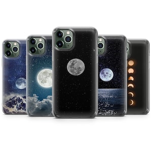 Moon phases phone case cover fit for iPhone 15 Pro Max, 14 Plus, 13, 12, 11, XR & Samsung S23, S22, A54, A53, Pixel 7, 8